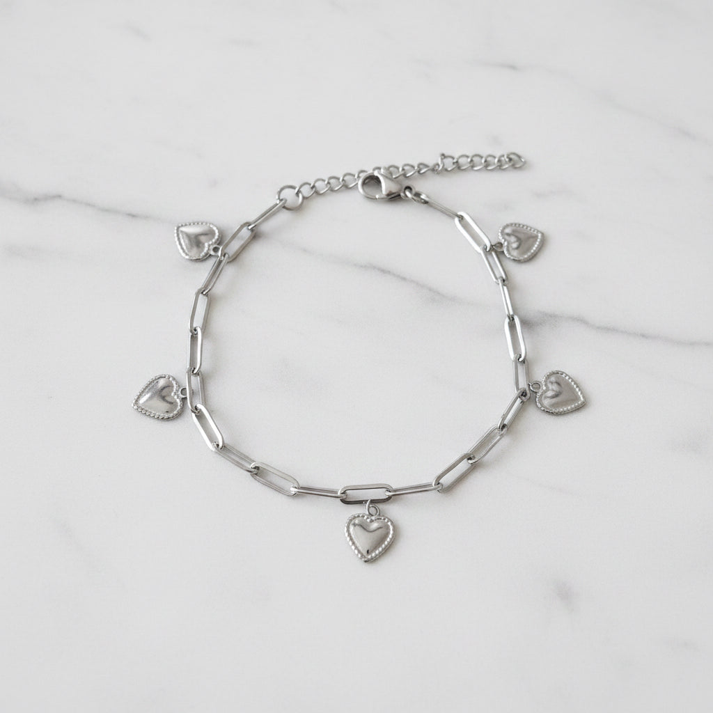 🩶 Bracelet mini cœurs argentés 🩶