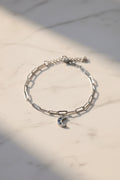 🌙Bracelet lune argenté et strass bleu 💎