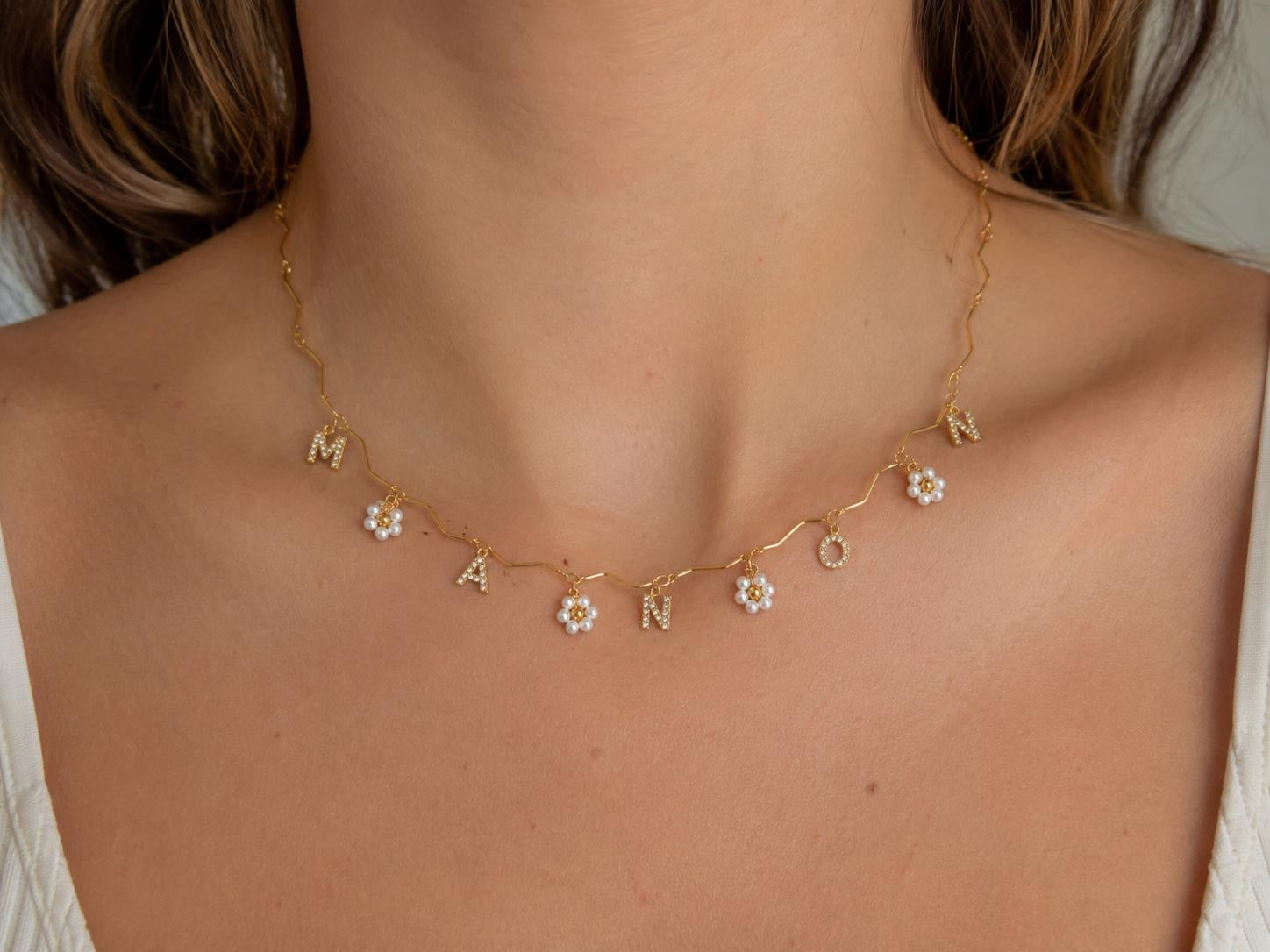 Collier prénom personnalisés bijoux enfants famille en acier inoxydable -