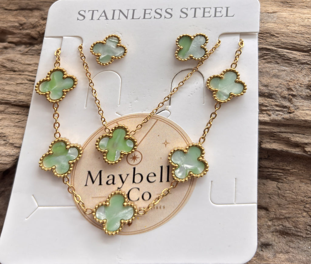 🍀Parure trèfle en acier inoxydable 🍀
