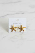 Boucles d’Oreilles Étoiles de Mer – Acier Inoxydable Doré