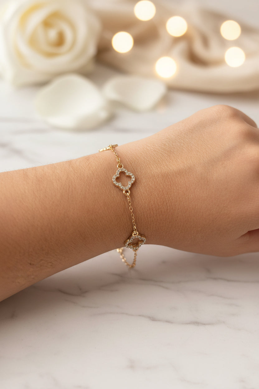 Bracelet trèfle strass