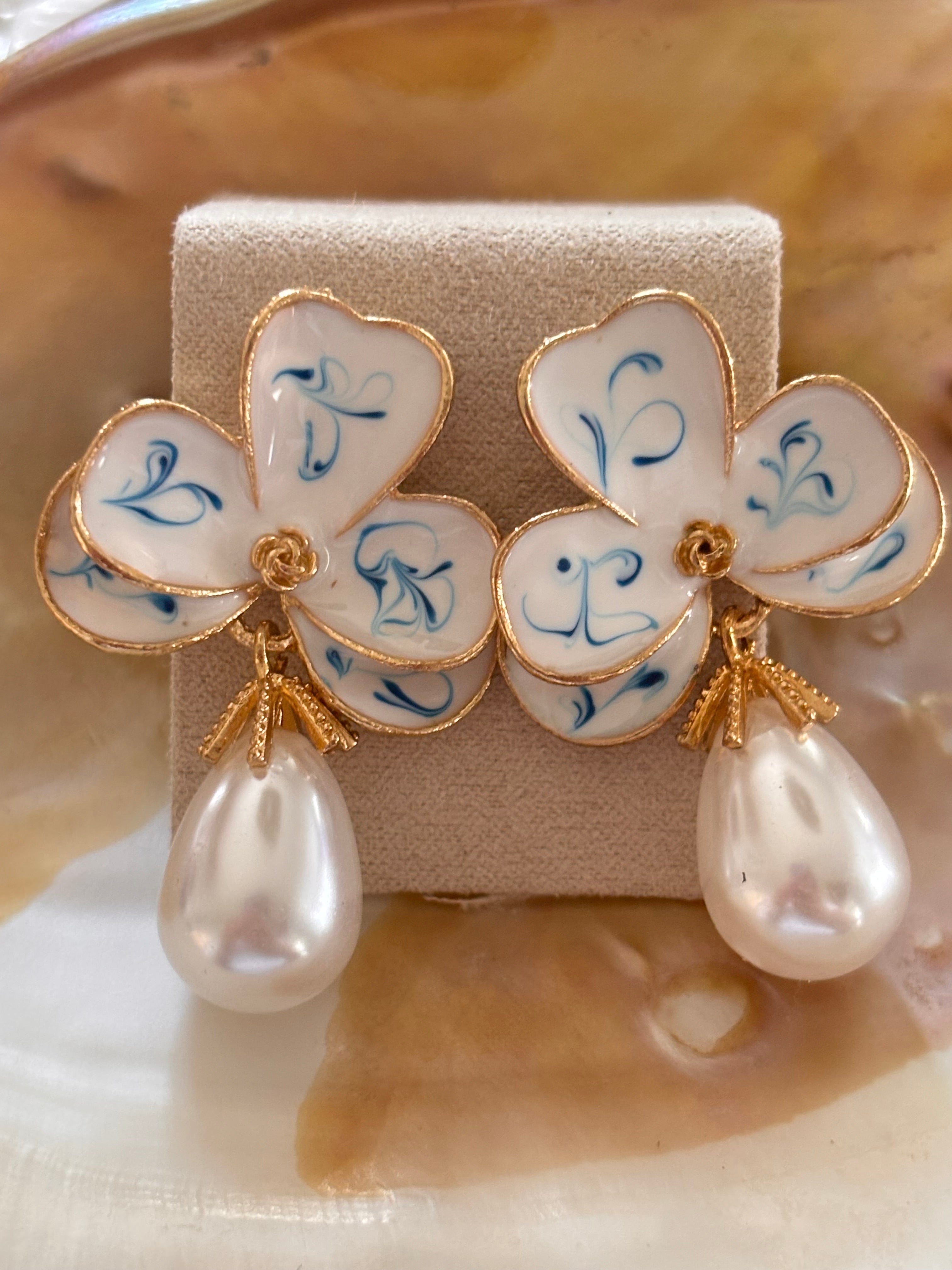 🌊Boucle d’oreille NEREA perle pendante 🌊