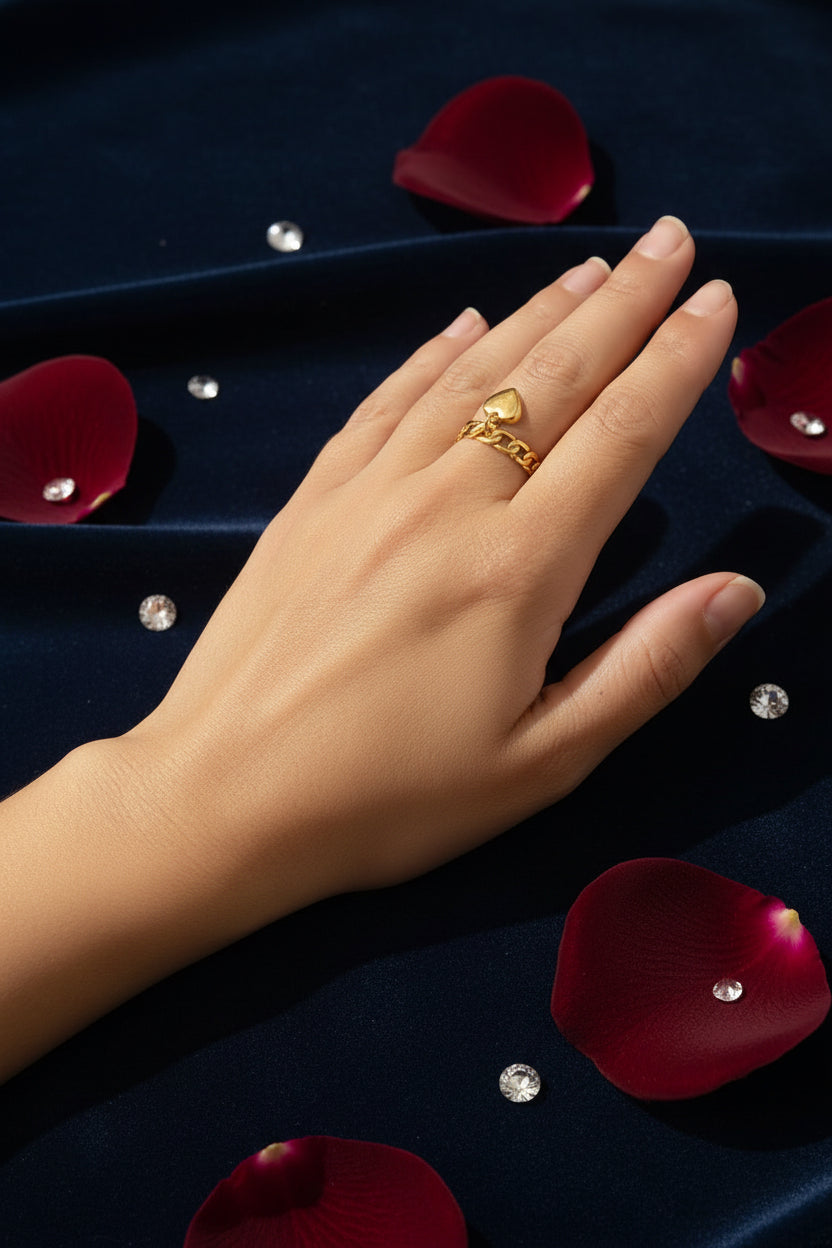 💛 Bague avec pendant cœur 💛