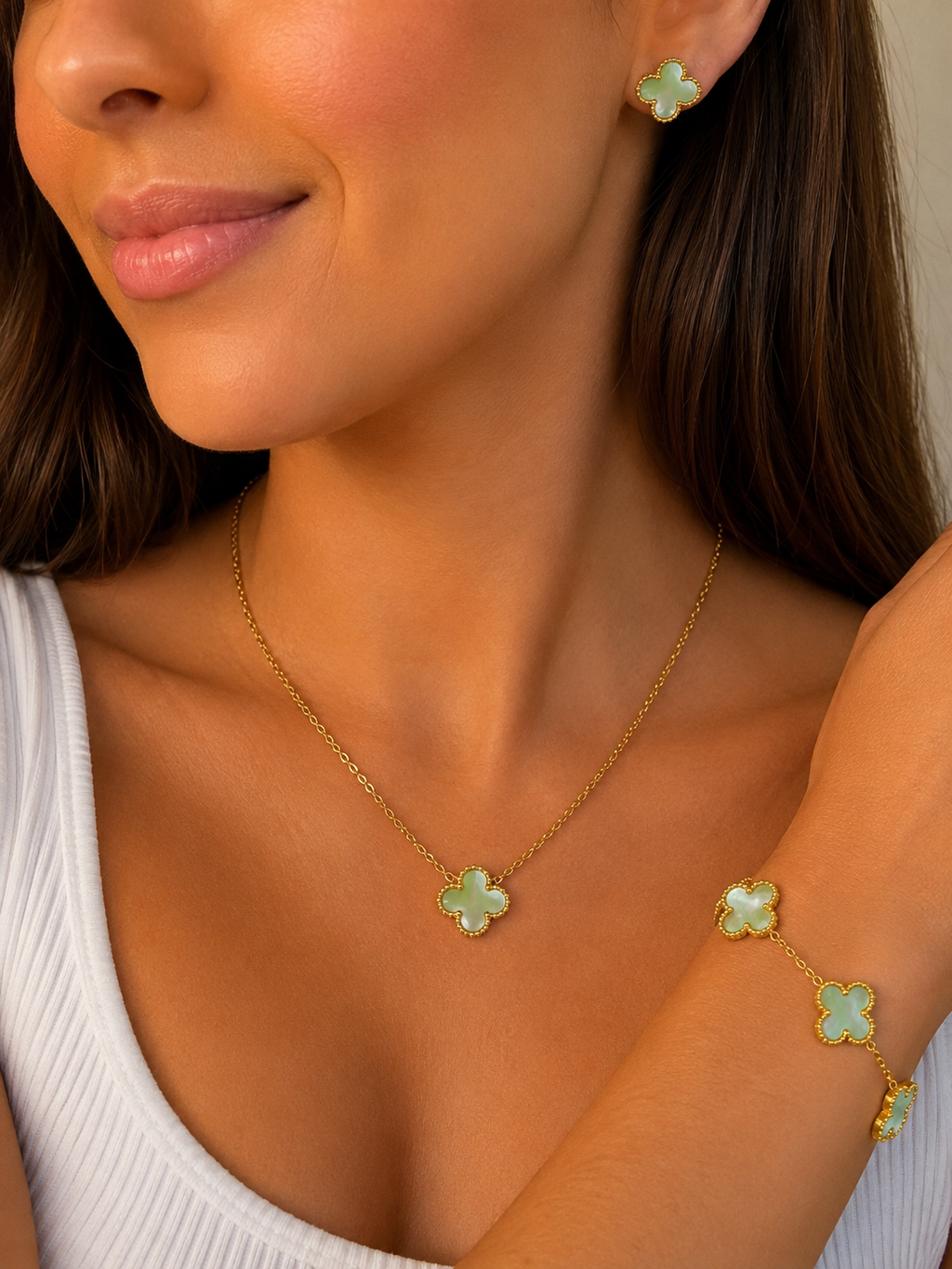 🍀Parure trèfle en acier inoxydable 🍀