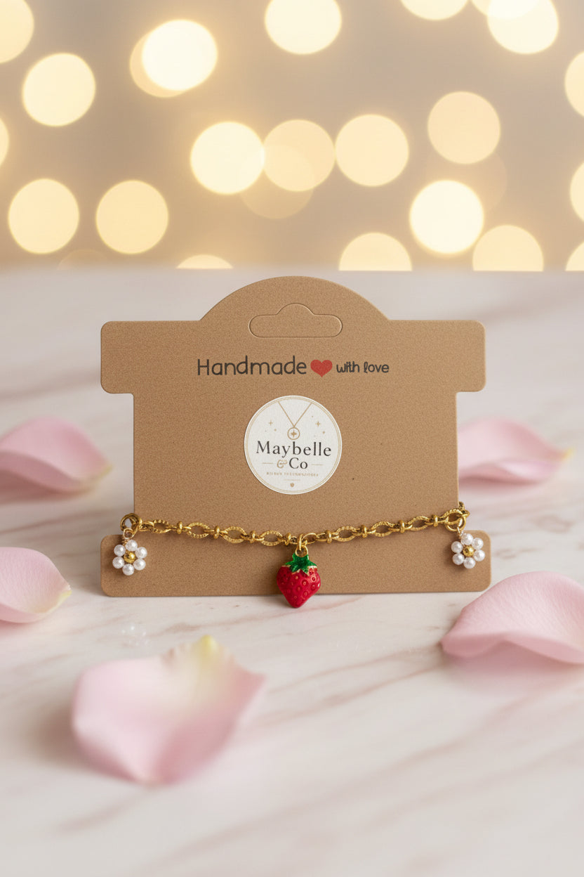 🍓Bracelet fraise/marguerites🌼