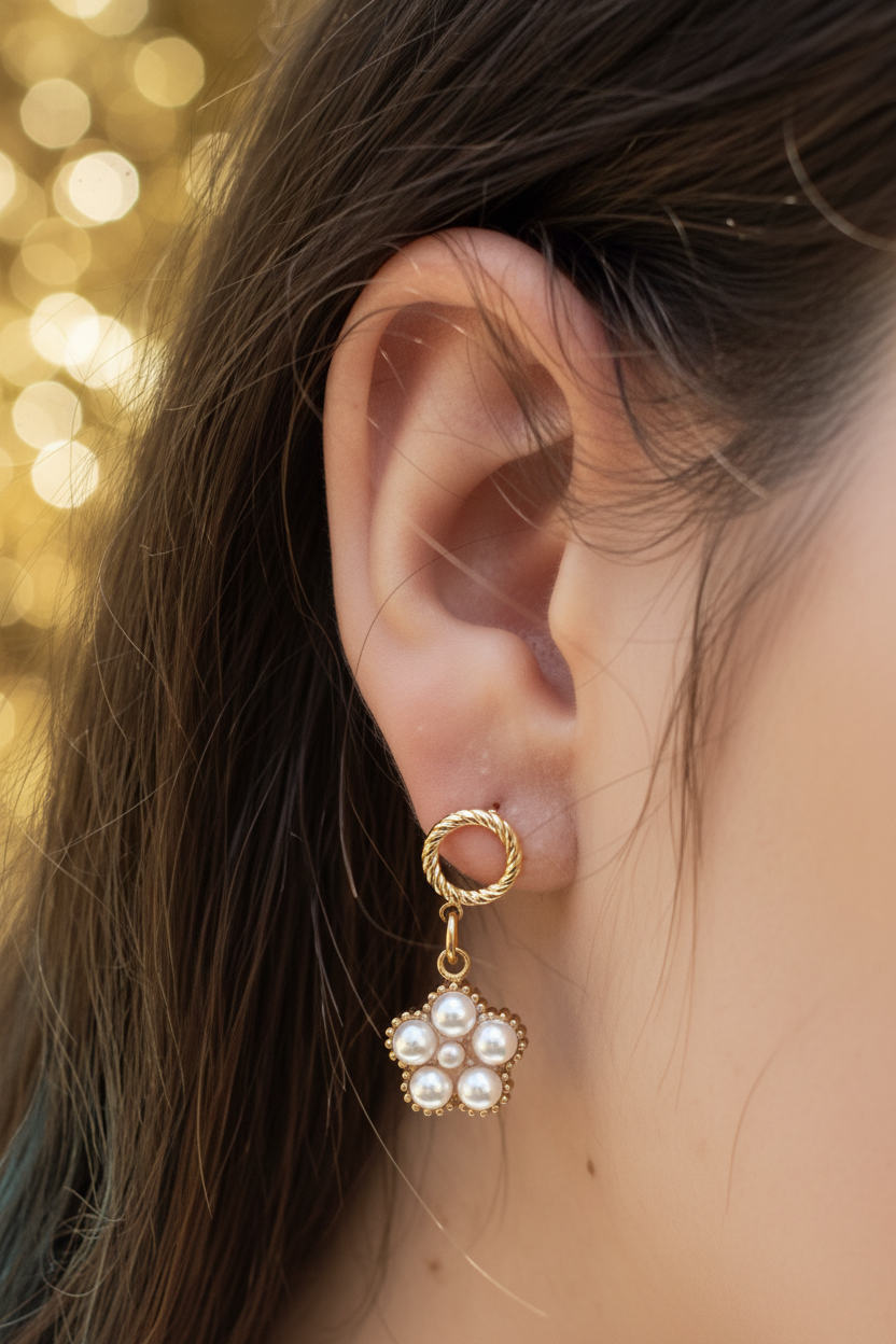 🌺Boucles d’oreilles en forme de fleurs perlé🌺