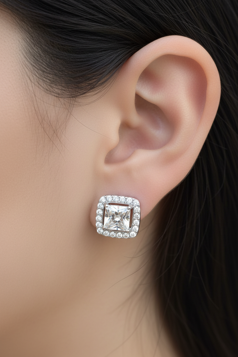 💎Boucle d’oreille carré strass 💎