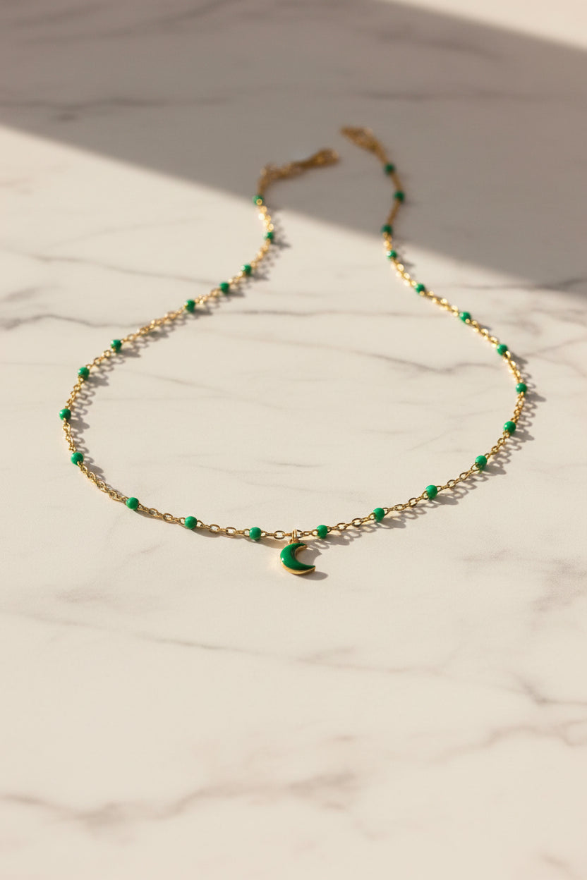 🌙 Collier Lune verte 🌙