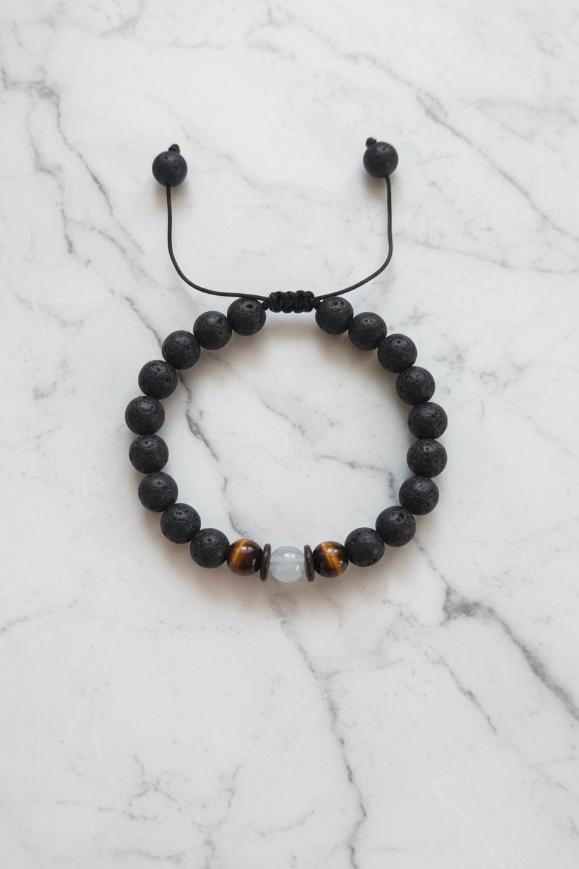 Bracelet Pierre de lave / Œil de tigre/Labradorite