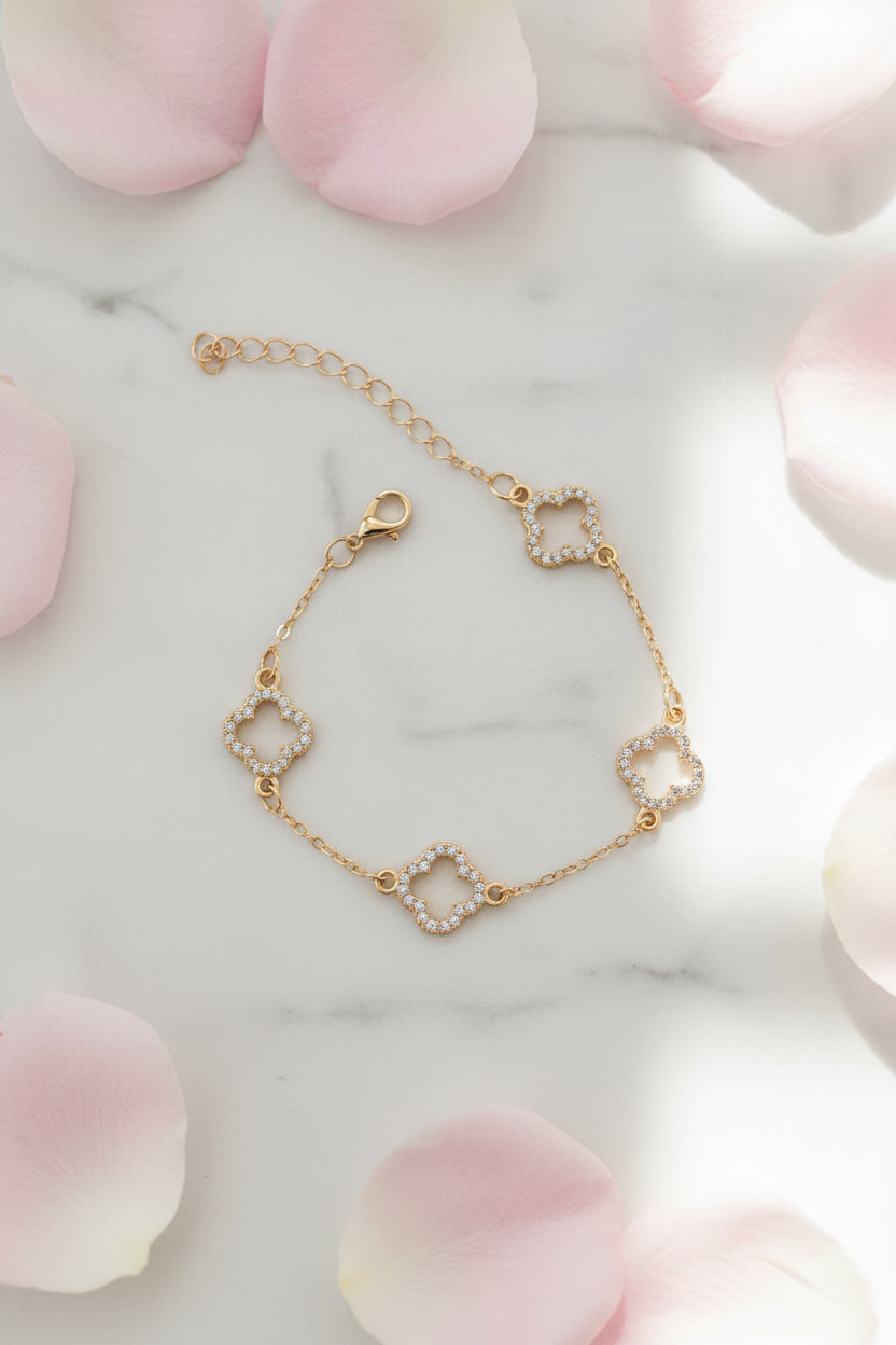 Bracelet trèfle strass