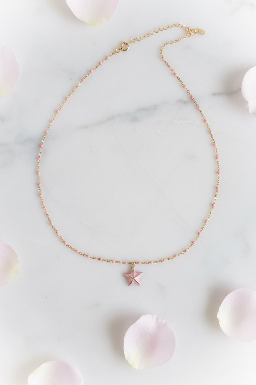 ⭐️ Chaîne perlée étoile  rose 🌟