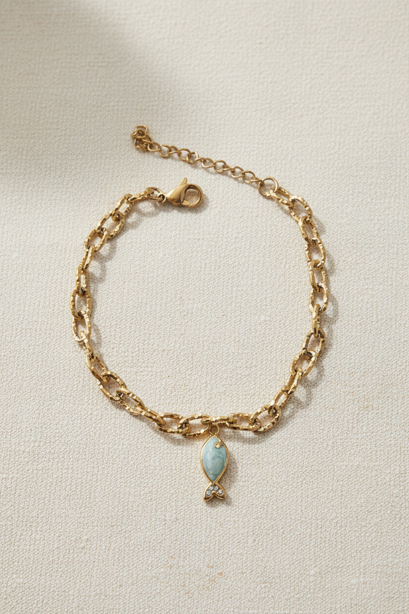 🐟 bracelet poisson nacré et strass💎