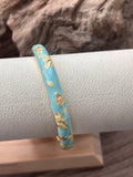 🌺Bracelet jonc rigide à ressort-Émail fleuri thaïlandais.