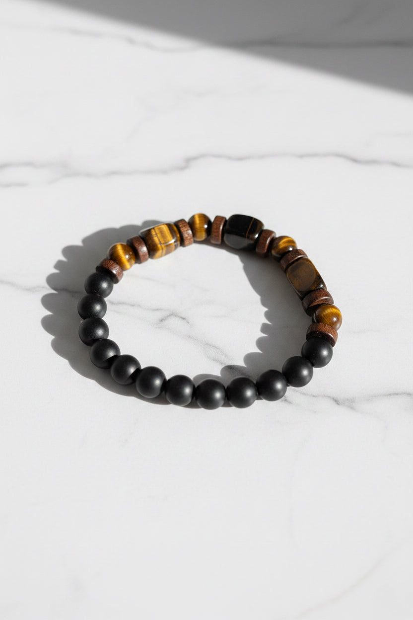 Bracelet pierres et perles de bois
