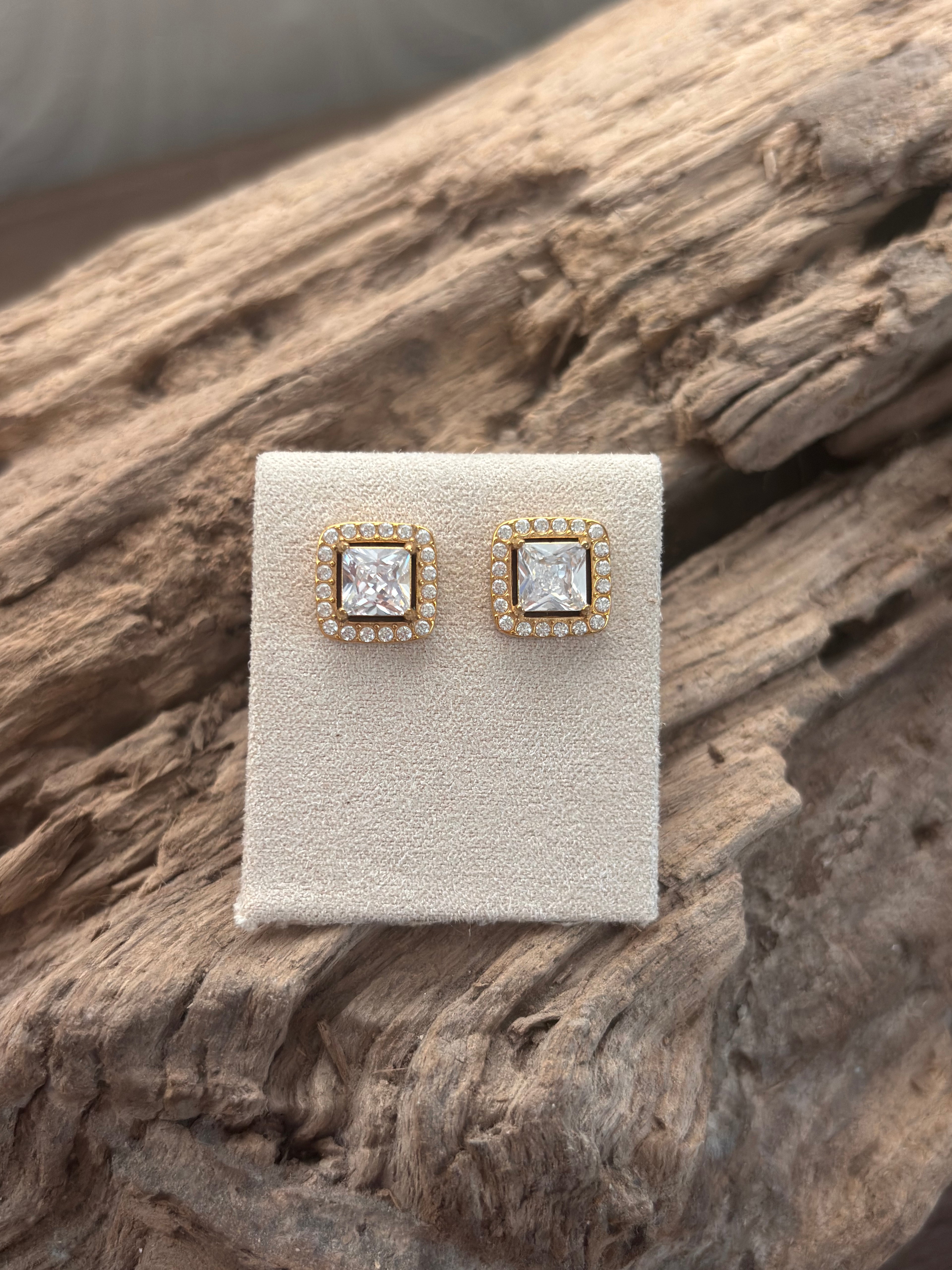 💎Boucle d’oreille carré strass 💎