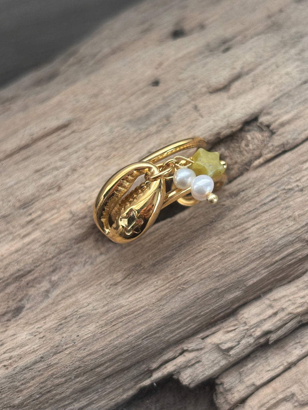 🐚Bague réglable coquillage /perles🐚