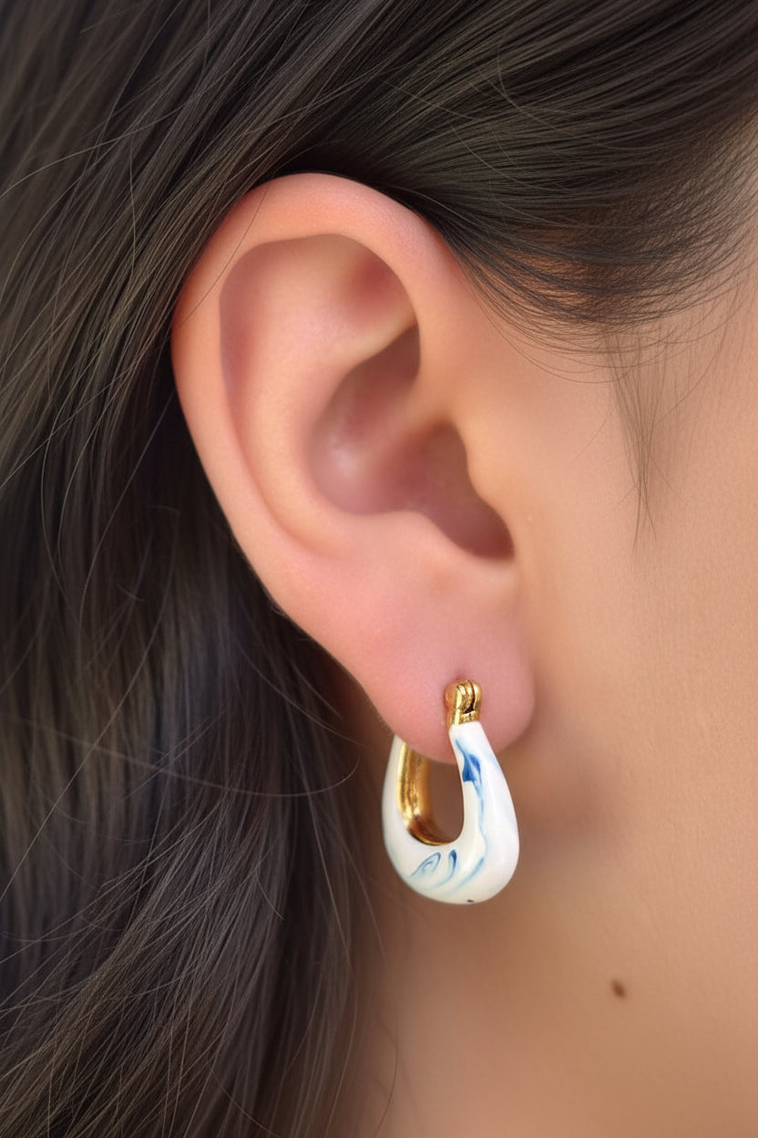🌊Boucle d’oreille NEREA anneau rectangulaire épais 🌊