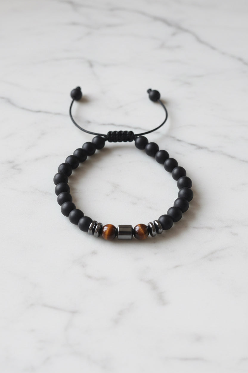 Bracelet en Pierre d’Hematite/Oeil de tigre/Agate noir