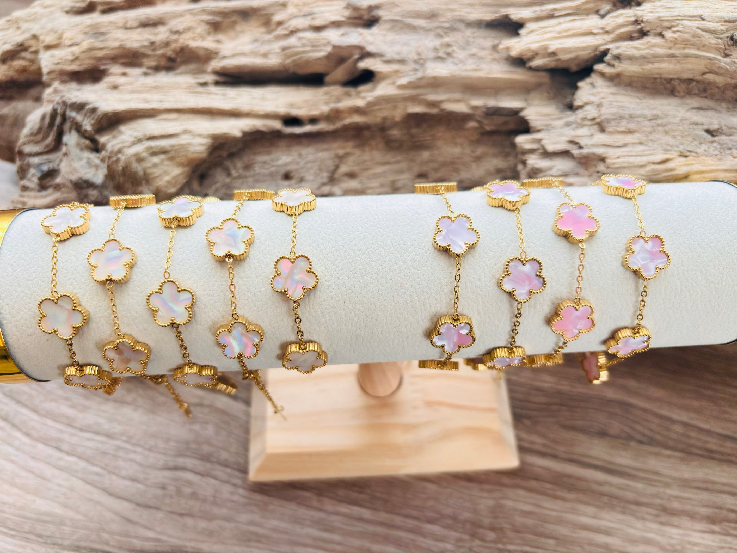 Bracelet fleurs en acier inoxydable