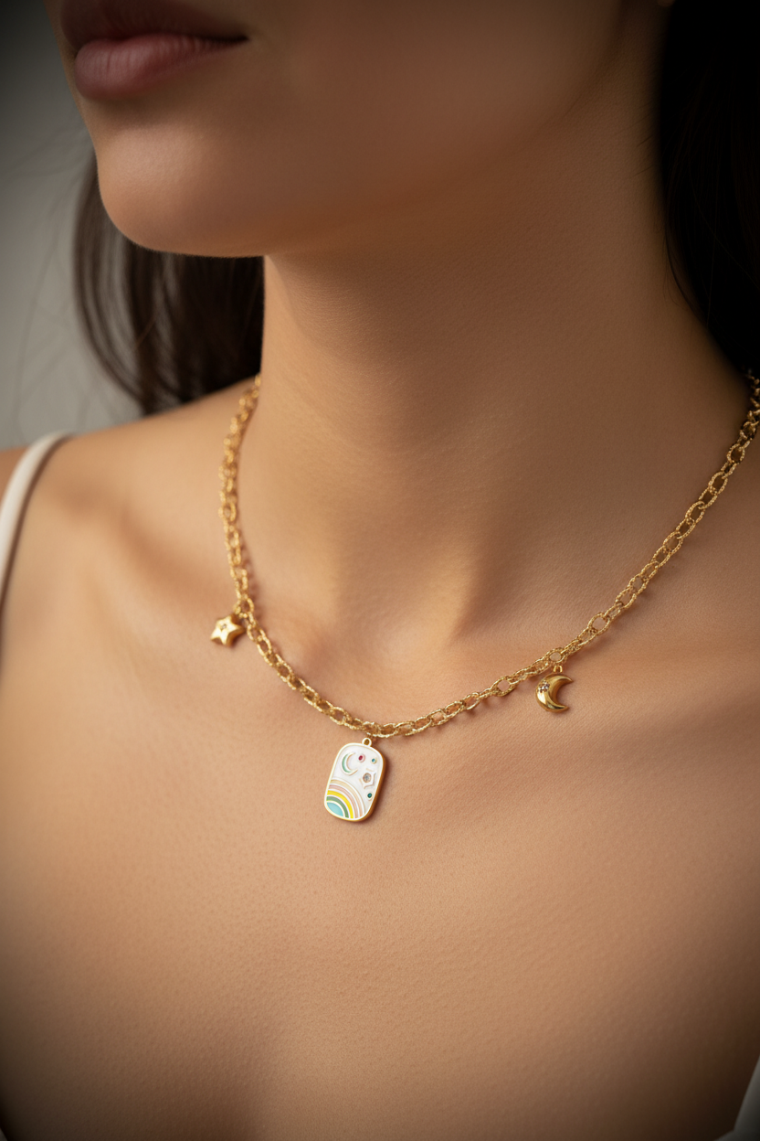 ✨Collier en acier inoxydable avec charmes✨