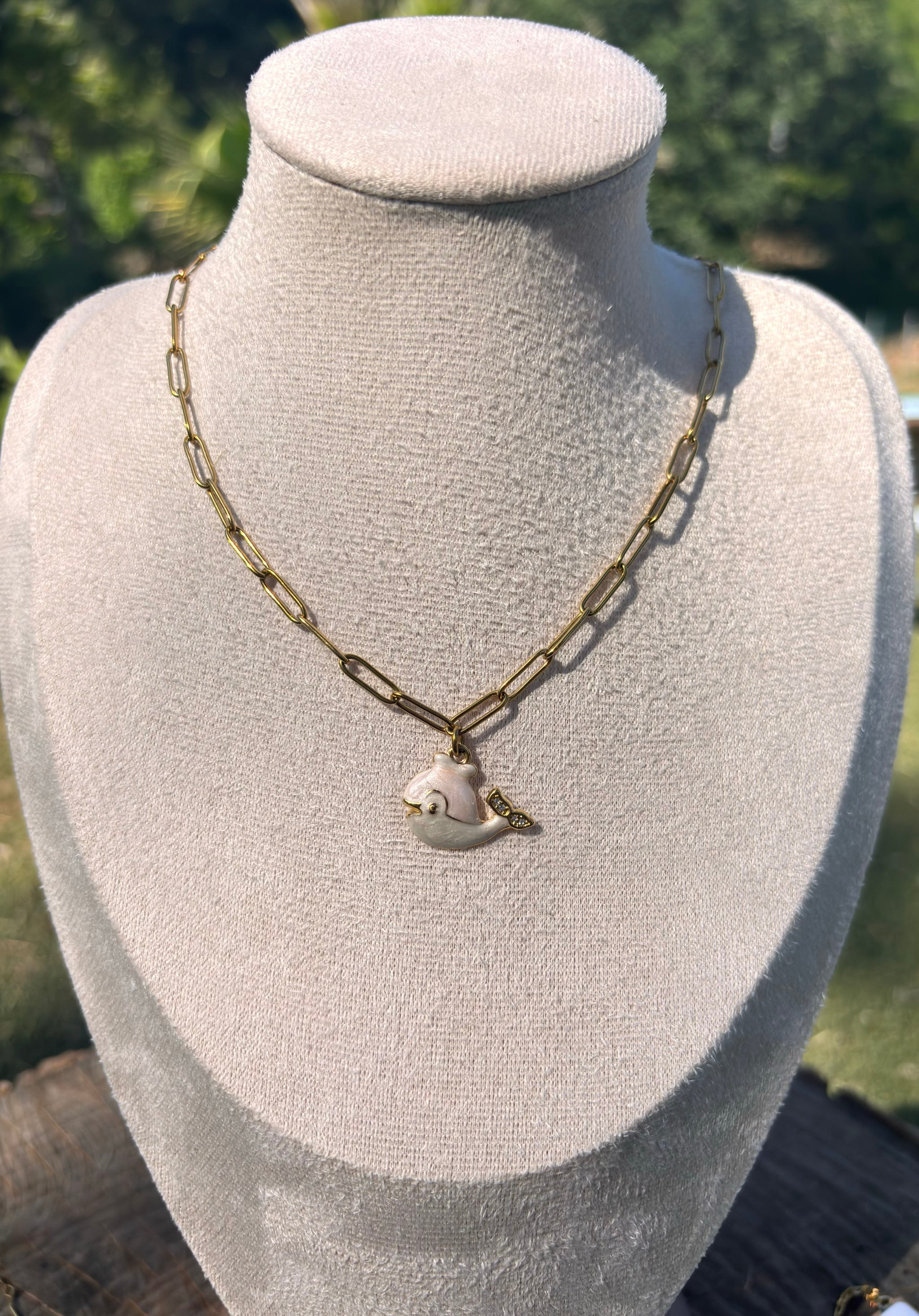 🐳Collier baleine rose en acier inoxydable🐳