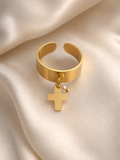 Bague pendante croix et strass